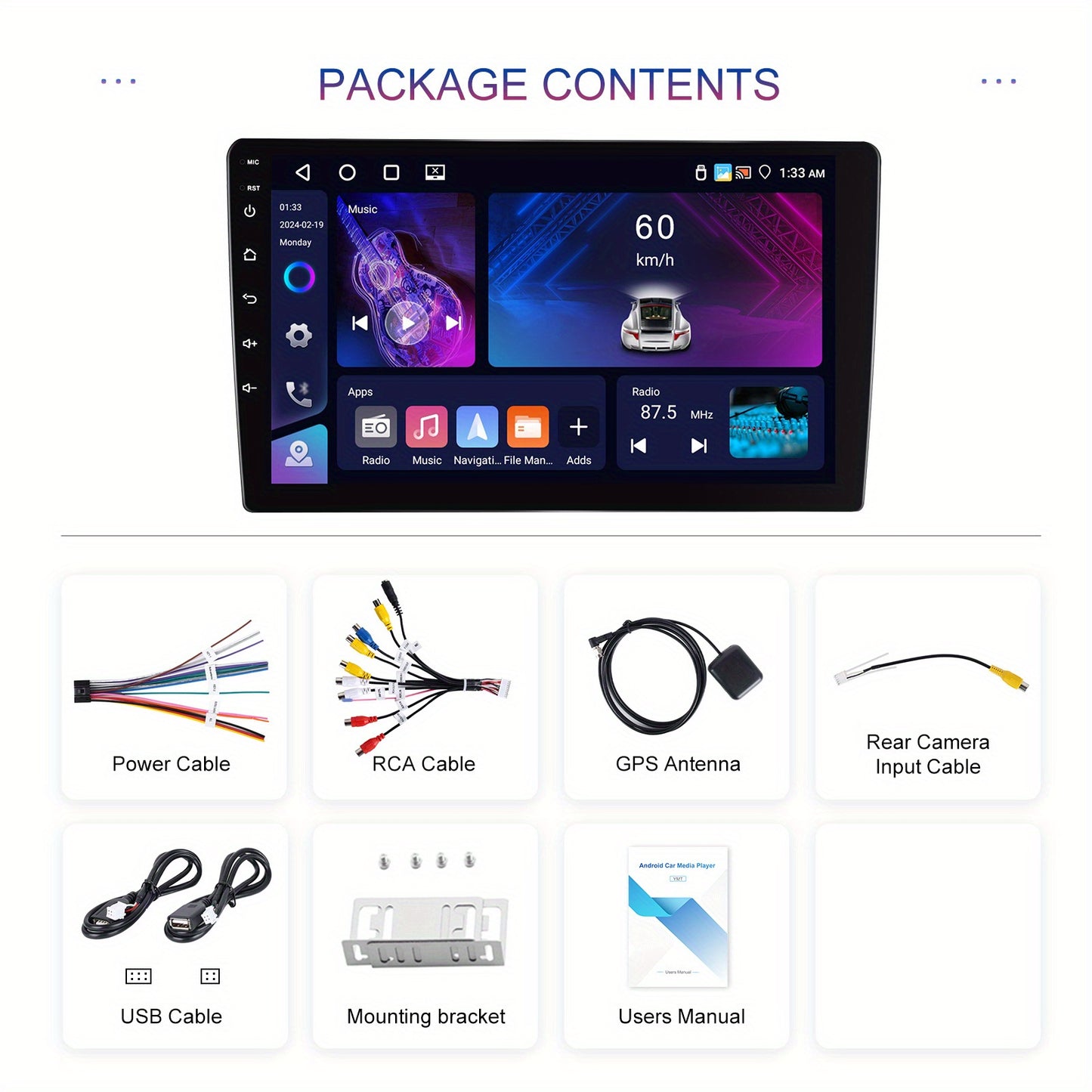 Android 15 Autoradio – Car Radio – Multimedia Speler – Navigatiesysteem – Touchscreen Radio – 9 Inch Scherm – Draadloos CarPlay & Android Auto – Inclusief AHD Achteruitrijcamera