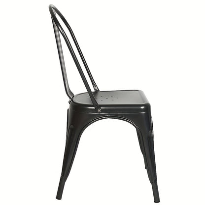 Set van 4 Industriële Metalen Eetkamerstoelen – Zwarte Stapelbare Stoelen van Duurzaam Metaal – Stevige Constructie voor Restaurant, Eetkamer of Horecagebruik (43 x 46 x 85 cm)