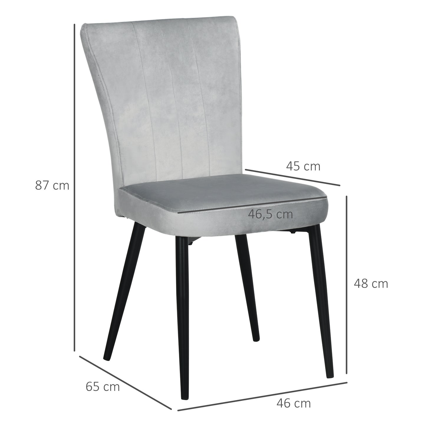 Eetkamerstoel – Stoel – Kuipstoel – Keukenstoel – Accentstoel – Fluwelen Velvet Bekleding – Metaal Frame – Set Van 4 – Lichtgrijs