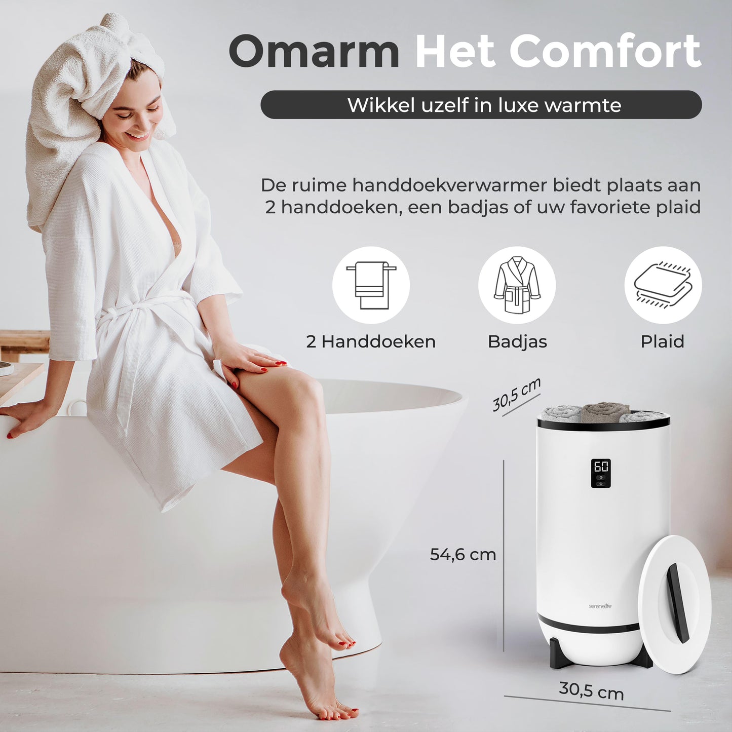 Handdoekwarmer – Elektrische Handdoekverwarmer – Handdoekdroger – Badkamerverwarmer – Handdoekverwarmer Compact – Timer Met Automatische Uitschakeling – Zwart