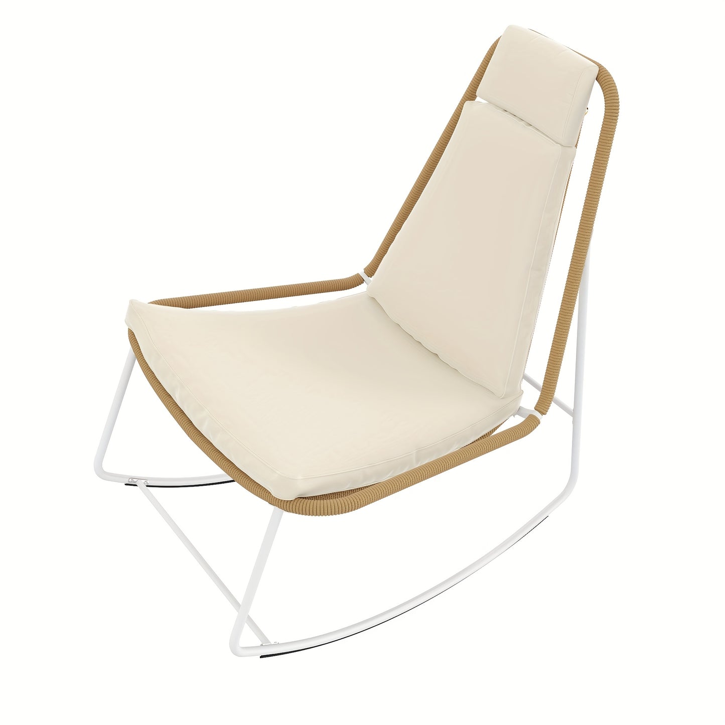 Set 2x Vrijstaande Leisure‑Stoelen met Voetenbank – Handgeweven Touw (Rope) Design, Belastbaarheid 160 kg – Ideaal voor Balkon, Woonkamer of Thuis/Office Lounge