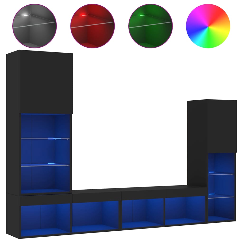 TV Wandmeubel – TV Meubel – Wandkast – TV Kast – Zwevend Meubel – RGB LED Verlichting – Hoogwaardig Houtmateriaal – Zwart