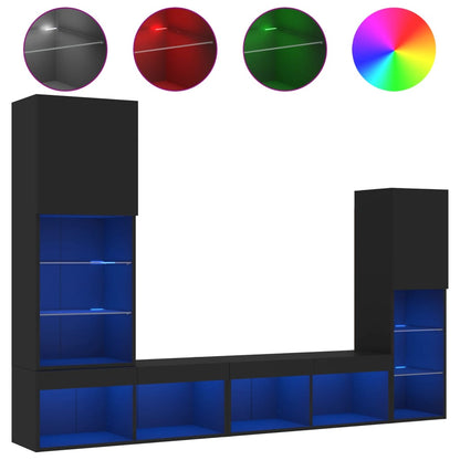 TV Wandmeubel – TV Meubel – Wandkast – TV Kast – Zwevend Meubel – RGB LED Verlichting – Hoogwaardig Houtmateriaal – Zwart