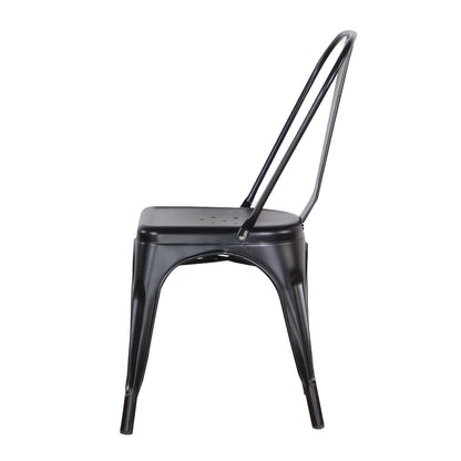 Eetkamerstoelen – Keukenstoelen – Woonkamerstoelen – Buitensstoelen – Stapelbare Stoelen – Set Van 4 Zwart – Stevig Metalen Frame – Comfortabel Ergonomisch Design