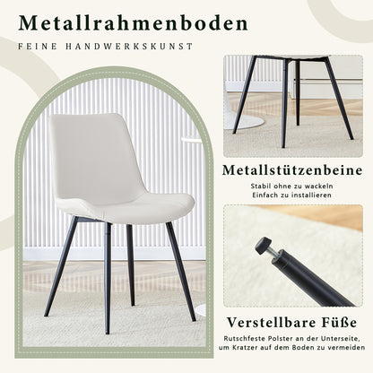 4pcs Nordic Style Fabric Dining Chairs | Metal Support Legs, Non-slip Design, Extended Seat Cushions, Breathable Fabric, Ergonomic Solid Back Style, Brown