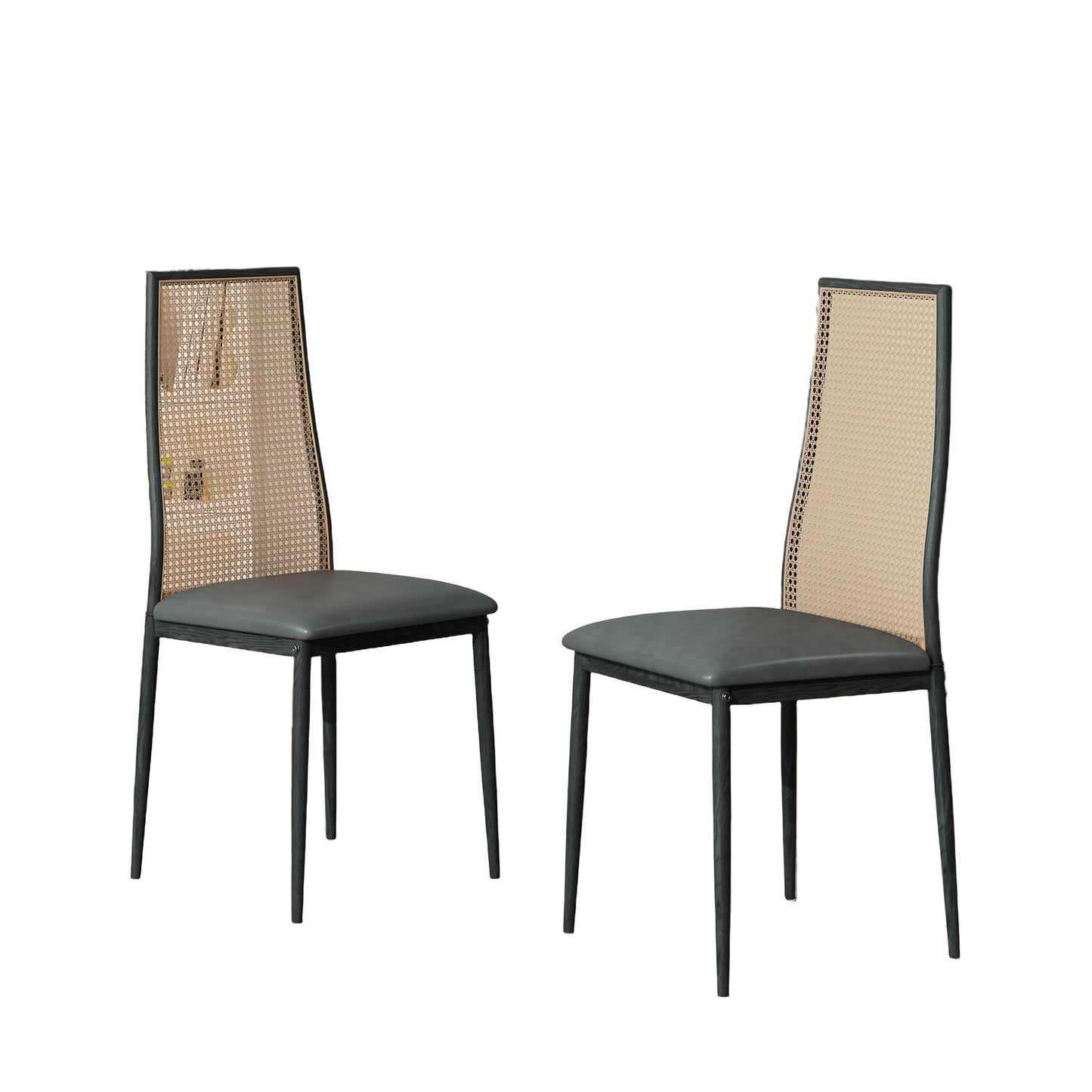 Rotan Stoel – Rieten Stoel – Eetkamerstoel – Tuinstoel – Loungestoel – Set Van 2 – Met Metalen Poot – 91,5x43x44 cm