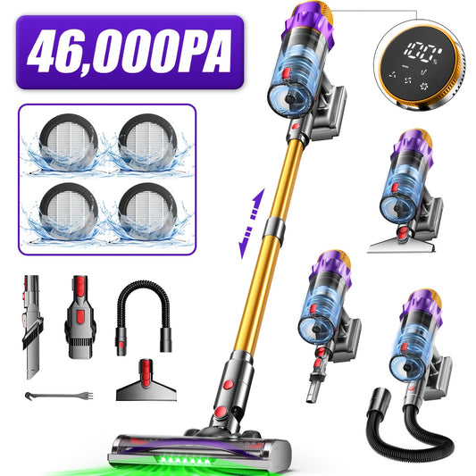 Draadloze Stofzuiger – Snoerloze Stofzuiger – Handstofzuiger – Steelstofzuiger – Huisdier Stofzuiger – 70 Minuten Batterijduur – 4x HEPA Filter