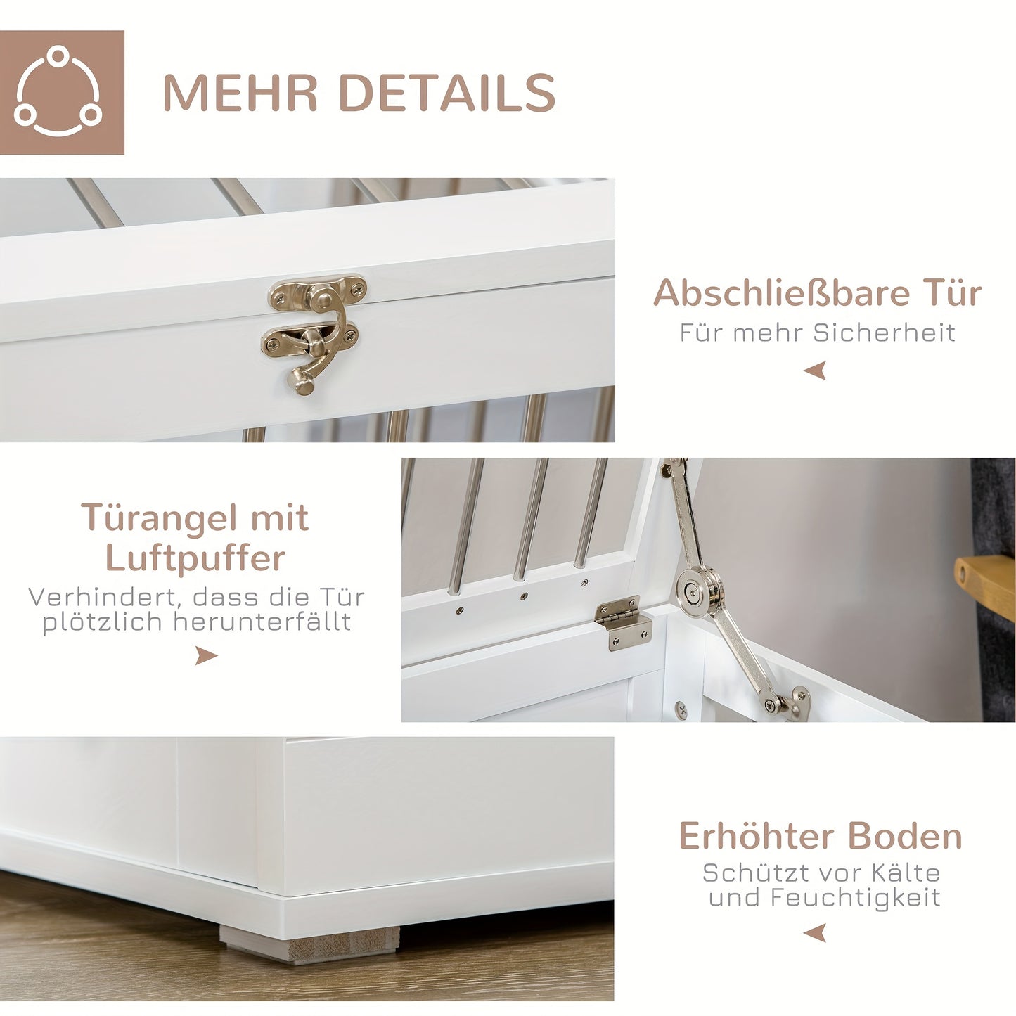 Hondenbench – Hondenkooi – Hondenhok – Bench Voor Middelgrote Honden – Dierenbench – Wit – Aluminium – 80x50x56,5 cm – Met Deur En Transportfunctie