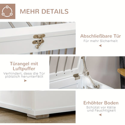 Hondenbench – Hondenkooi – Hondenhok – Bench Voor Middelgrote Honden – Dierenbench – Wit – Aluminium – 80x50x56,5 cm – Met Deur En Transportfunctie