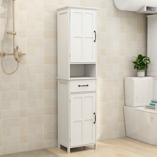 Bathroom cabinet, can be placed in the living room, bedroom and bathroom, 1 open space can store toiletries, 2 large cabinet doors can store more daily necessities, with large capacity drawers and door handles, white