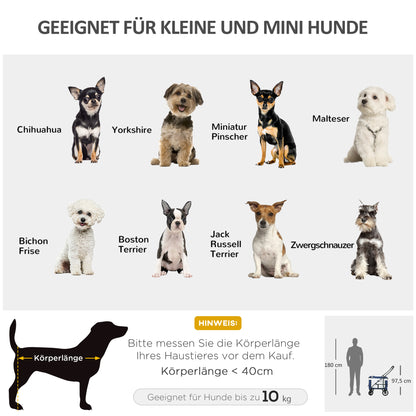 Dierenwagen – Hondenwagen – Huisdierenbuggy – Wandelwagen – Draagtas – Inklapbaar – Verstelbare Schouderband – Veiligheidsharnas – Geschikt voor Honden tot 10 kg – Stevige EVA-Wielen – Blauw