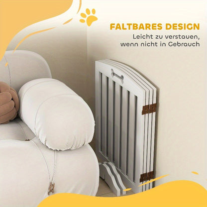 Hondenhek – Puppyhek – Hondenbarrière – Huisdierhek – Hondenafscheiding – Vouwdeur Met 4 Panelen – Anti-Slip Voetjes – Modern Wit Design – Stevig En Gemakkelijk Te Monteren