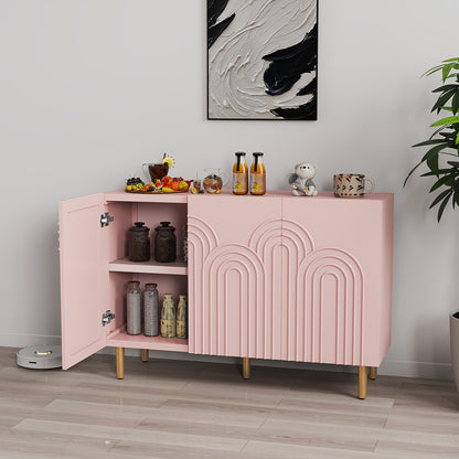47-inch Modern Accent Cabinet with 3-Door Storage - Freestanding Buffet Credenza Sideboard, & MDF, Elegant Entryway, Dining Room, Living Room Furniture Cabinet (Assembly Required) - Contemporary Wood Cabinet for