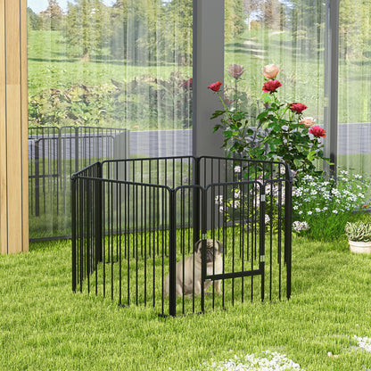 Hondenren – Puppyren – Hondenbench – Dierenren – Konijnenren – 6 Panelen 80x80 cm – Duurzaam Staal Zwart – 80 cm Hoog – Met Deur en Veilig Slot