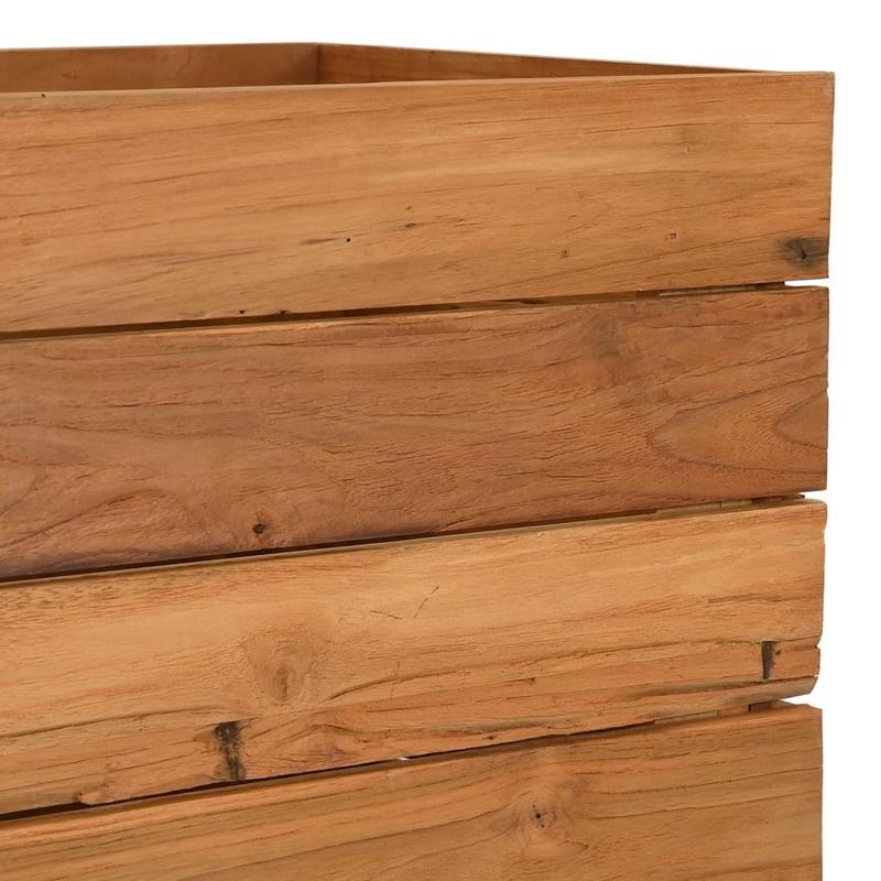 Bloemenrek – Plantenrek – Bloemenstandaard – Plantenbak – Plantenhouder – Marrone – Gerecycled Teakhout – Weerbestendig Stalen Frame – 50x40x72 cm
