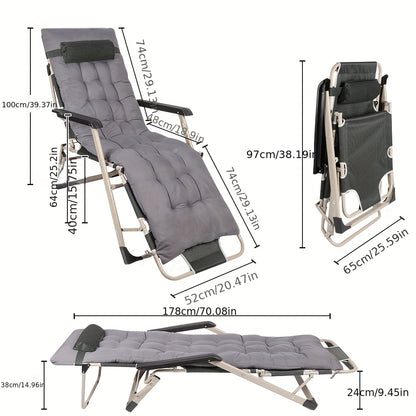 Inklapbare Strandstoel – Opvouwbare Tuinstoel – Balkonstoel – Ligstoel – Strandligstoel – Verstelbare Rugleuning – Lichtgewicht Stalen Frame