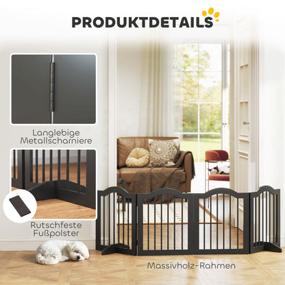 Hondenafscheiding – Hondenhek – Huisdierbarrière – Hondenomheining – Vrijstaande Afzetting – Zwarte Uitvoering – 4 Panelen 208x61 cm – Opvouwbaar en Stevig