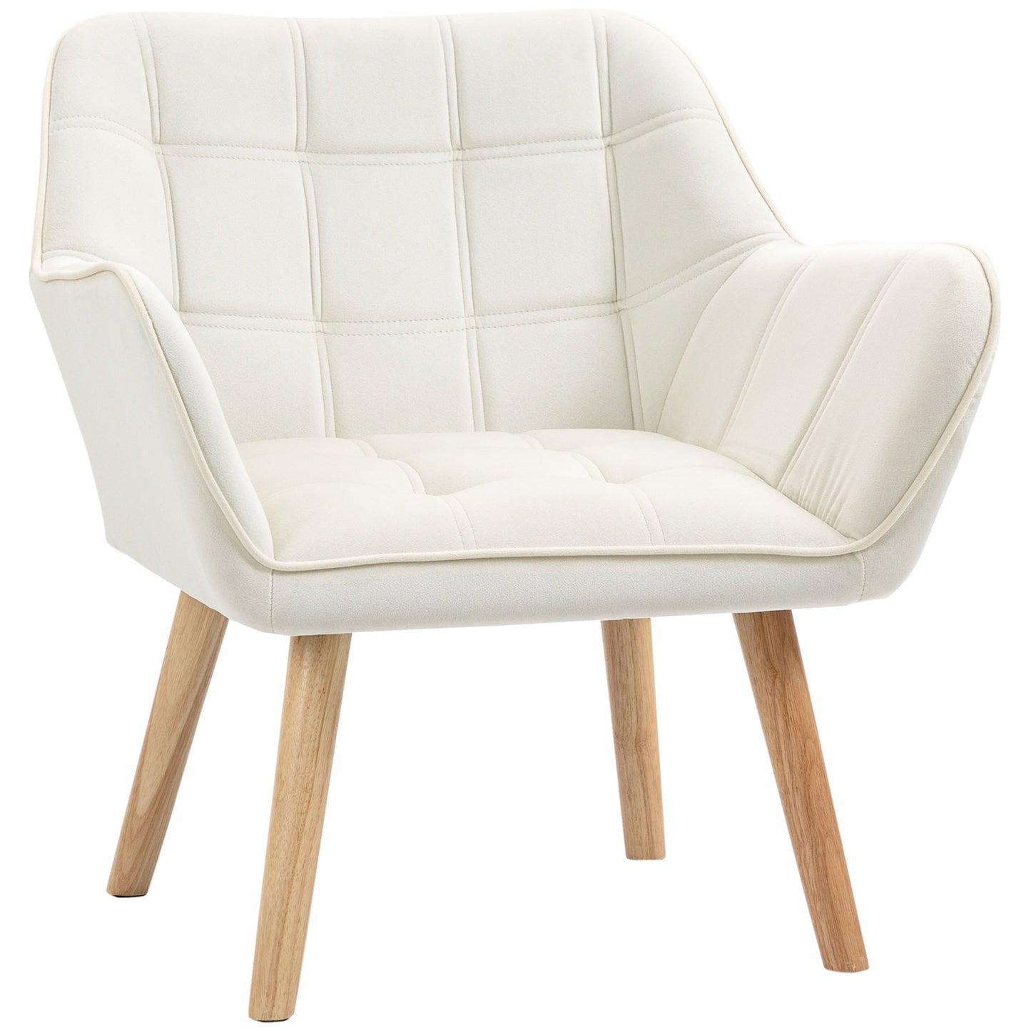 Fauteuil – Relaxfauteuil – Loungefauteuil – Leunstoel – Scandinavische Fauteuil – Fluweelachtige Bekleding – Verhoogde Rubberhouten Poten – Compact 64x62x72,5 cm