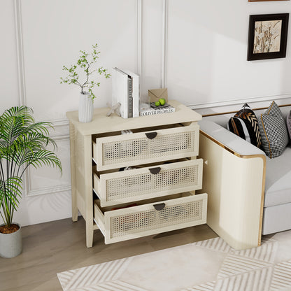 Opbergkast – Opbergmeubel – Ladeblok – Bergkast – Kast met Laden – Wit Bamboo – Duurzaam Natuurlijk Materiaal – 80 cm Hoog – Vrijstaand Met Vloerbescherming