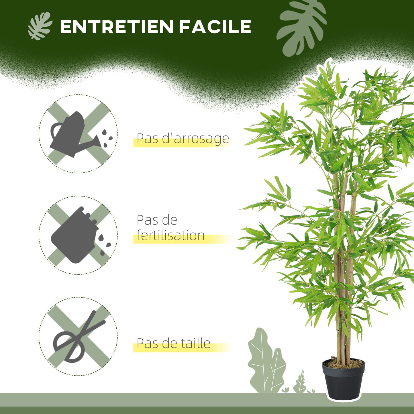 Kunstbamboe – Nepplant – Kunstplant – Bamboeplant – Decoratieplant – Set Van 2 – 1,5 Meter Hoog – 644 Realistische Bladeren – Pot Met Moslook – Verstelbare Takken