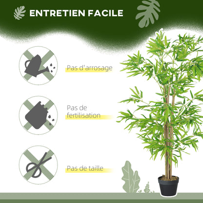 Kunstbamboe – Nepplant – Kunstplant – Bamboeplant – Decoratieplant – Set Van 2 – 1,5 Meter Hoog – 644 Realistische Bladeren – Pot Met Moslook – Verstelbare Takken
