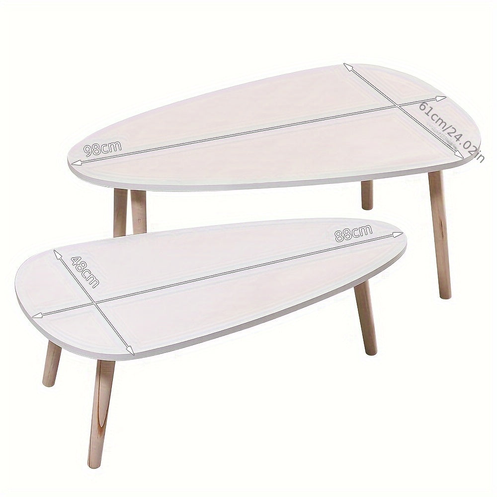 Salontafel Set – Nesting Tafels – Bijzettafels – Woonkamertafels – Houten Tafelset – Beukenhouten Poten – Krasbestendig & Makkelijk Schoon Te Maken – 98x61x39 cm & 88x48x33 cm