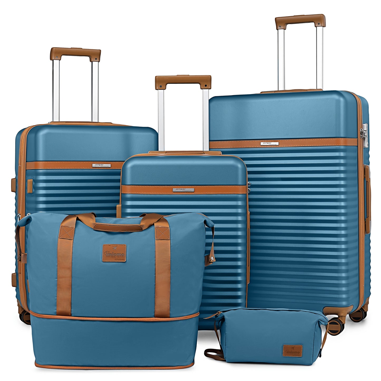 Harde Kofferset – Reiskoffers – Spinner Koffers – Bagageset – Handbagage Trolley – ABS Lichtgewicht – TSA Slot – 20/24/28 Inch – Inclusief Toilettas & Reistas – Uitbreidbaar – 360° Wielen – Blauw