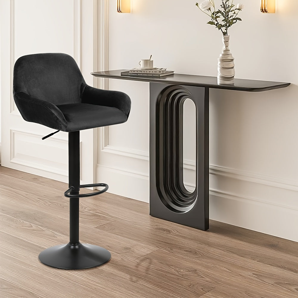 2pcs Velvet Bar Stools with Armrests - Plush Wide Seat, Black Metal Legs, Modern Luxe Design, Easy Assembly for Kitchen Island, Bistro & Home, Premium Comfort Counter Stools, Counter Height Bar Stools