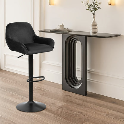 Barstoel – Barkruk – Barstoel Set – Keukenstoel – Bistro Stoel – Fluwelen Zitting – Zwarte Metalen Poten