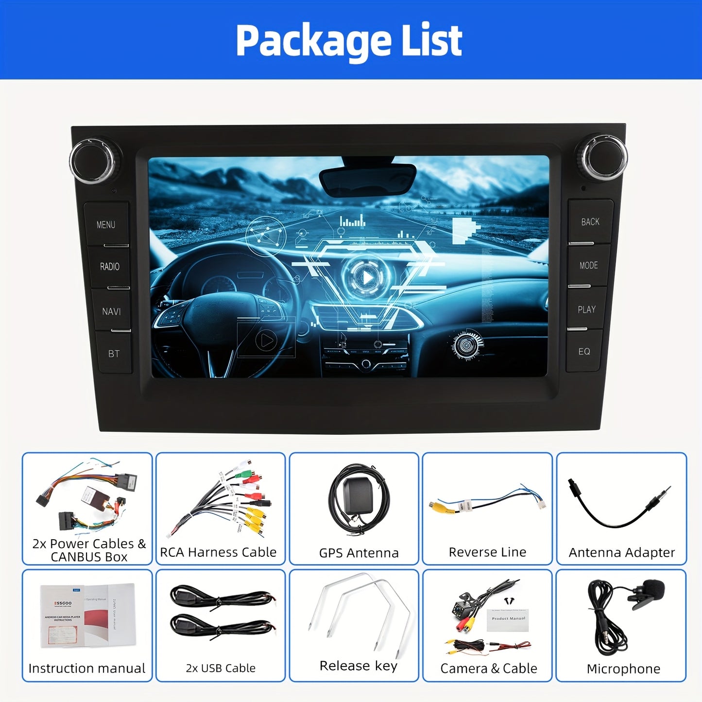 Autoradio Opel – 2-DIN Android 14 Systeem – Car Stereo – Touchscreen Radio – Multimedia Speler – 7 Inch IPS Scherm – Draadloze CarPlay & Achteruitrijcamera
