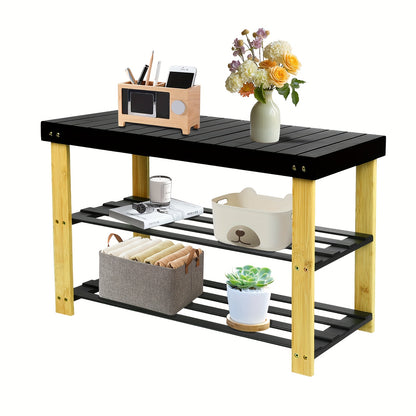 Schoenbank – Schoenenrek – Schoenopberger – Entréebank – Voordeurbank – Bamboe En Kunststof Board – Compact 70x27x42 cm