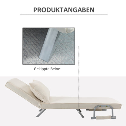 Relaxfauteuil – Relaxstoel – Leunstoel – Ligstoel – Logeerstoel – Crème Wit – Handmatig Verstelbaar – Compact Formaat