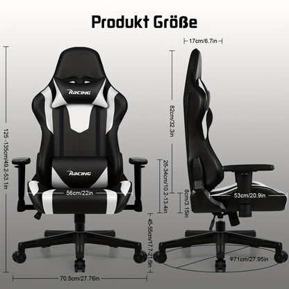 Ergonomic Gaming & Office Chair with Memory Foam, Lumbar Support & Headrest - Height-Adjustable Computer Desk Chair with 5-Wheel Base, Manual Recline, Heavy-Duty for Office/Gaming (Compatible with PC/Laptop) -
