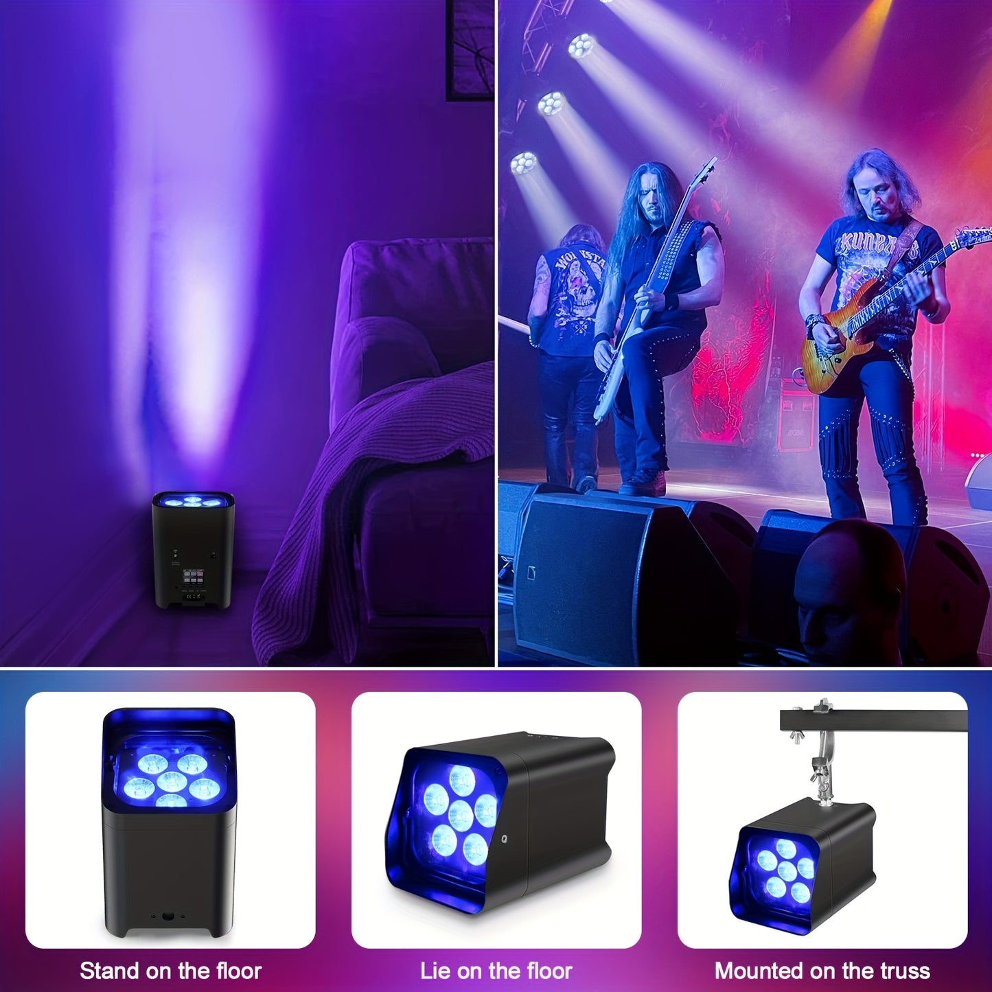 LED Par Licht – RGBWA+UV Spot – Podiumverlichting – DJ Verlichting – Feestverlichting – 2 Stuks Met Oplaadbare Batterij – DMX Sound Control – 108W Krachtige Kleurenspectrum