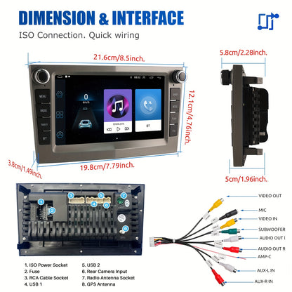 Autoradio – 2DIN Radio – Auto Stereo – Multimedia Speler – Touchscreen – 17,78 cm – Android 14 – Draadloos CarPlay & Android Auto