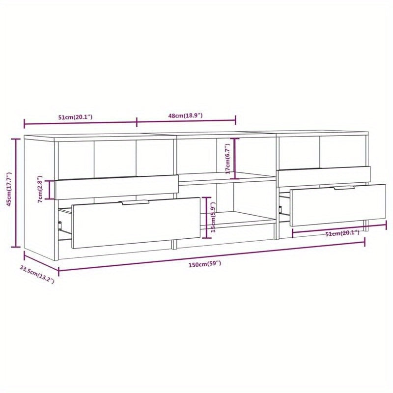 TV meubel – TV kast – Televisiekast – RTV Meubel – Media meubel – Wit MDF hout – 150x33,5x45 cm – Voorgemonteerd