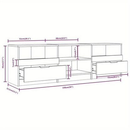 TV meubel – TV kast – Televisiekast – RTV Meubel – Media meubel – Wit MDF hout – 150x33,5x45 cm – Voorgemonteerd