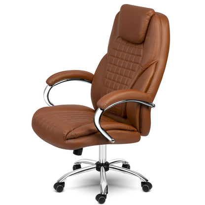 Bureaustoel – Stoel – Werkstoel – Bureaustoel Ergonomisch – Bureaufauteuil – Verstelbare Hoogte – Eco-Leren Bekleding – Schommelfunctie – Max. 120 kg Draagkracht - Bruin