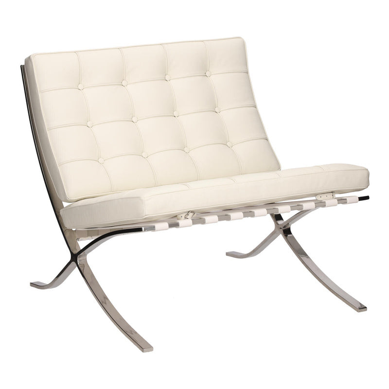 Leren Fauteuil – Relaxstoel – Lounge Stoel – Draaifauteuil – Armstoel – Natuurlijk Wit Leer – 46 cm Zithoogte – Max 120 kg Belastbaar