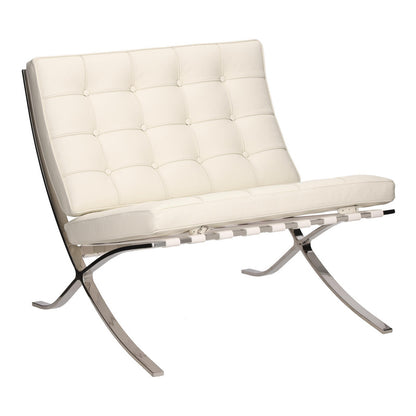 Leren Fauteuil – Relaxstoel – Lounge Stoel – Draaifauteuil – Armstoel – Natuurlijk Wit Leer – 46 cm Zithoogte – Max 120 kg Belastbaar