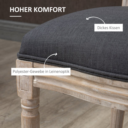 Eetkamerstoelen – Keukenstoelen – Stoelenset – Rattan Stoelen – Linnen Stoelen – Grijs – Comfortabele Bekleding – Massief Houten Poten