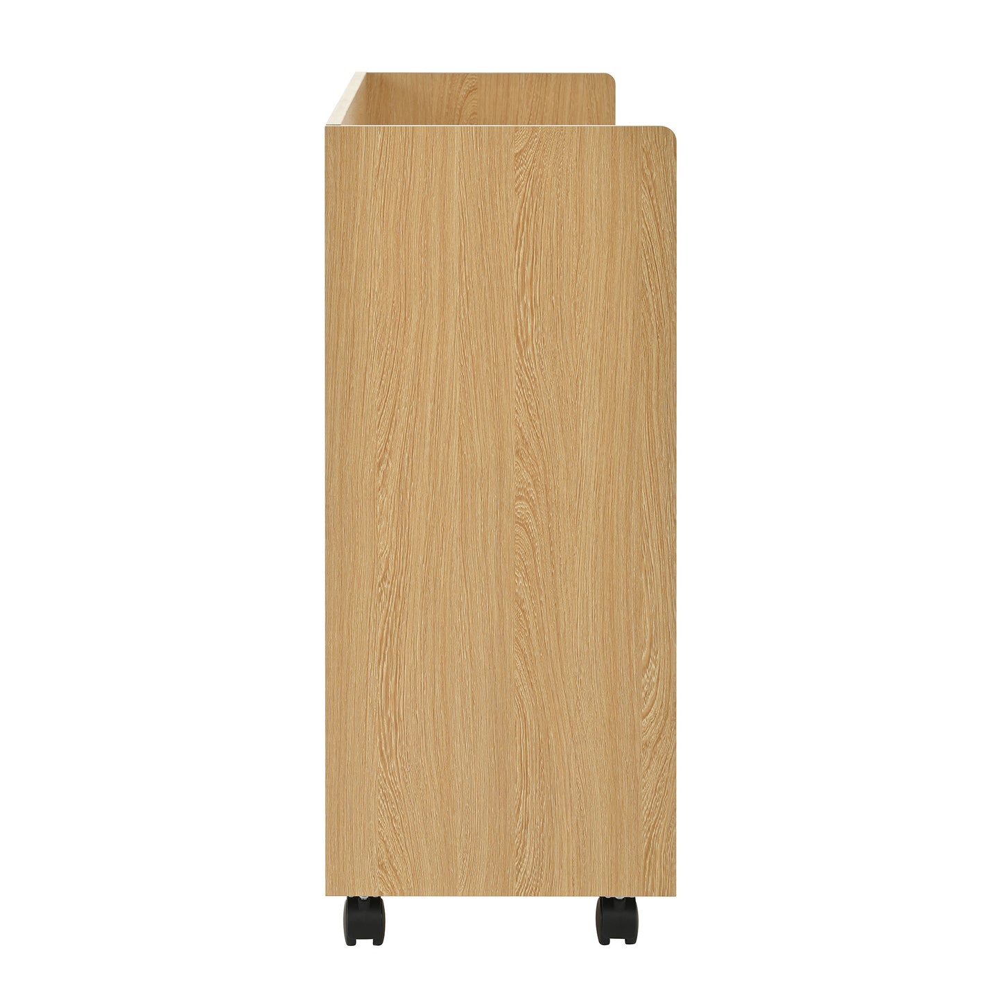 BTM Shoe Cabinet with Wood Look, Wheels, and Brake, Dresser with Adjustable Shelves, Drawers, and Open Compartments, Modern Hall Cabinet for Entryway or Living Room, 110×35×86 cm
