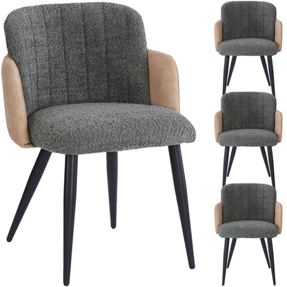 Eetkamerstoel – Stoel – Armstoel – Veloursstoel – Keukenstoel – Grijs Velours – Memory Foam Zitting – Verstelbare Voorpoten