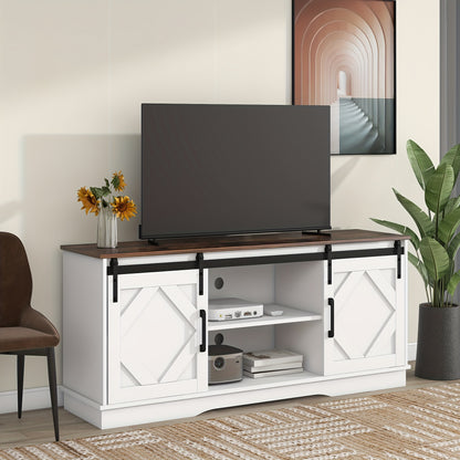 TV Meubel – TV Kast – TV Meubelkast – Entertainmentmeubel – Mediameubel – Grote Schuifdeuren – Stevige Metalen Constructie – 150x41x61 cm – Ruime Opbergruimte – Modern Design