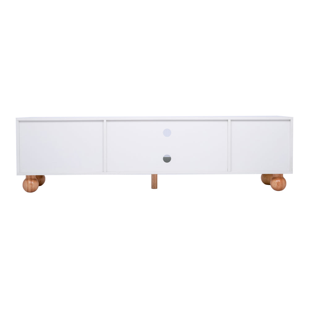 Modern TV Stand Media Console with Sliding Glass Doors & Open Arched Shelves - Heavy-Duty Metal Construction, Golden-Toned Legs - Living Room Furniture Centerpiece for Flat-Screen TVs - Easy Assembly Required