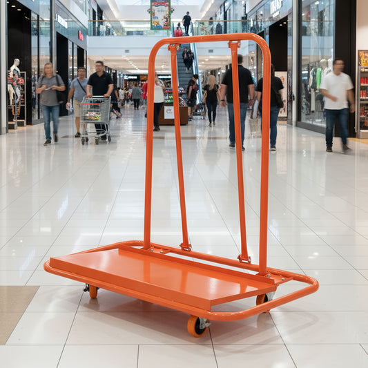 Plaatentrolley – Platenwagen – Rigips Trolley – Panelentrolley – Transportwagen – Draagvermogen 1000 kg – Robuust Stalen Frame – Oranje