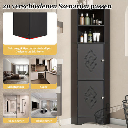 Badkamerkast – Medicijnkast – Badkamermeubel – Opbergkast – Kast Met Opbergruimte – Zwart – Smal Design – Verstelbare Planken