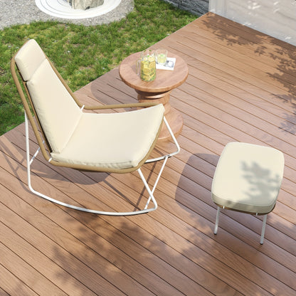 Set 2x Vrijstaande Leisure‑Stoelen met Voetenbank – Handgeweven Touw (Rope) Design, Belastbaarheid 160 kg – Ideaal voor Balkon, Woonkamer of Thuis/Office Lounge