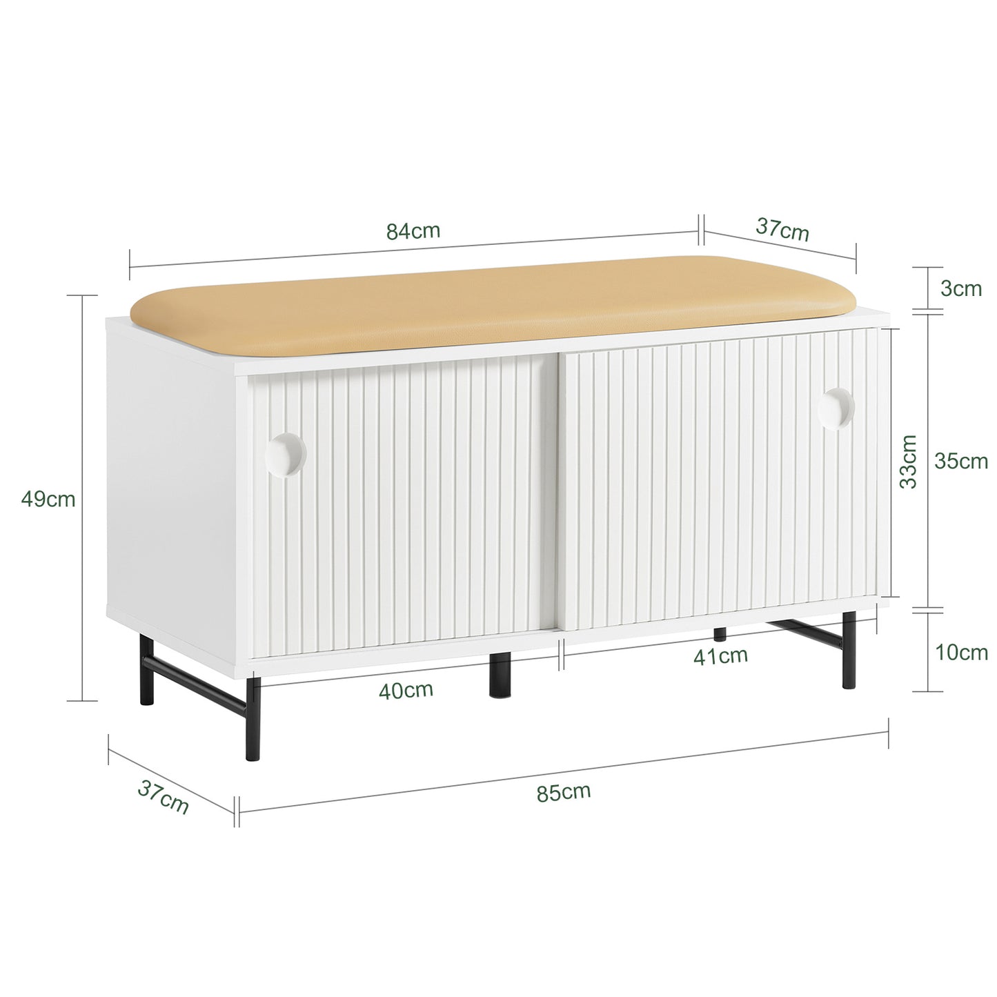 Schoenenkast – Schoenenrek – Schoenenbank – Halmeubel – Opbergmeubel – MDF Wit – Zitkussen en Compacte Opbergruimte voor 4 Paar Schoenen