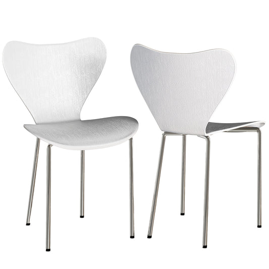 Witte Eetkamerstoel – Stapelbare Stoel – Lounge Stoel – Leunstoel – Woonkamerstoel – Krasbestendig PP Materiaal – Ergonomisch Gebogen Rugleuning – Set van 4